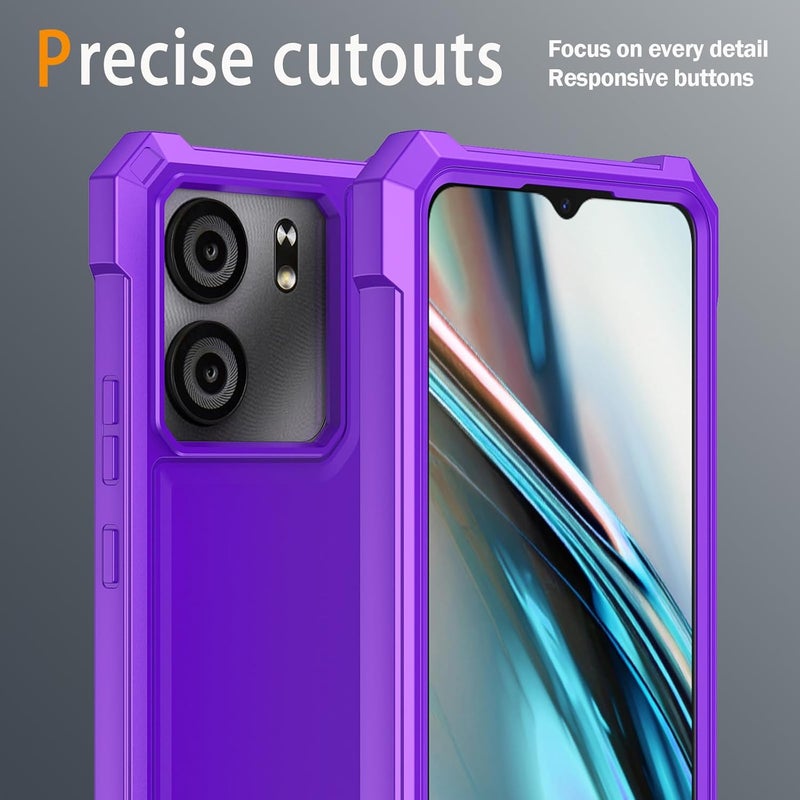 Mocotto for BLU View 5 Phone Case with Tempered Glass Screen Protector,Slim Soft Silicone Full-Body Protective Case for BLU View 5 (Purple) - Image 5